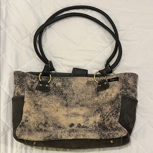Stylish Gray & Cream Women's Tote Bag leather soft multiple pockets Brynn